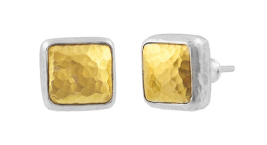 a pair of square stud mixed metal earrings by Gurhan.