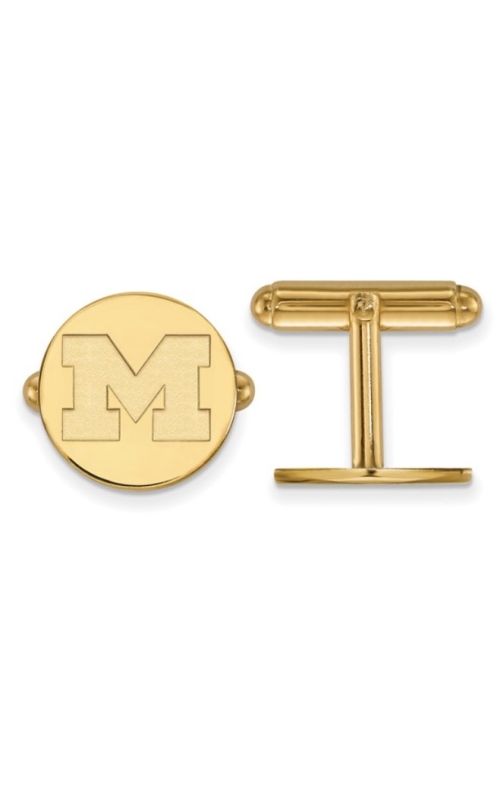 The Collegiate Collection University of Michigan 14K Yellow Gold Circle Disc Block M Cufflinks