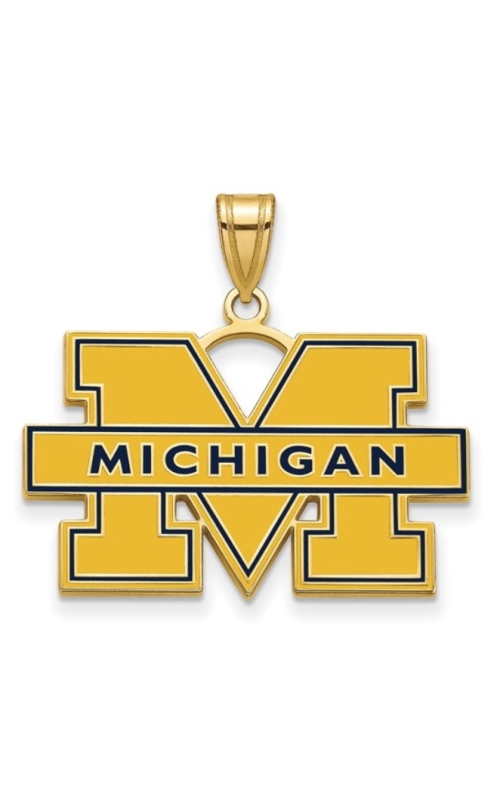 The Collegiate Collection University of Michigan Small Sterling Silver, Blue & Yellow Enamel Block M Pendant