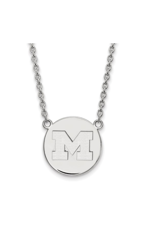 The Collegiate Collection University of Michigan Sterling Silver Large Circle Disc Block M Pendant on 18